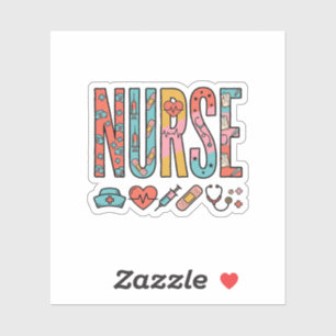 Sticker Typographie vintage d'infirmière icône médicale co