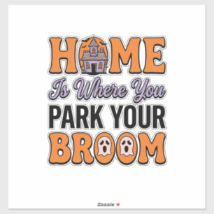 Sticker Typographie Vintage Maison d'Halloween Garez Votre