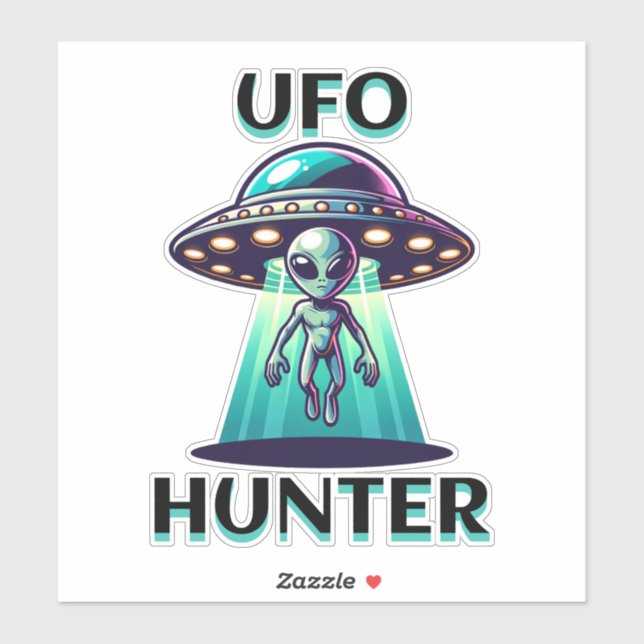 Sticker UFO Hunter | Ai Art avec UFO et Alien (Feuille)