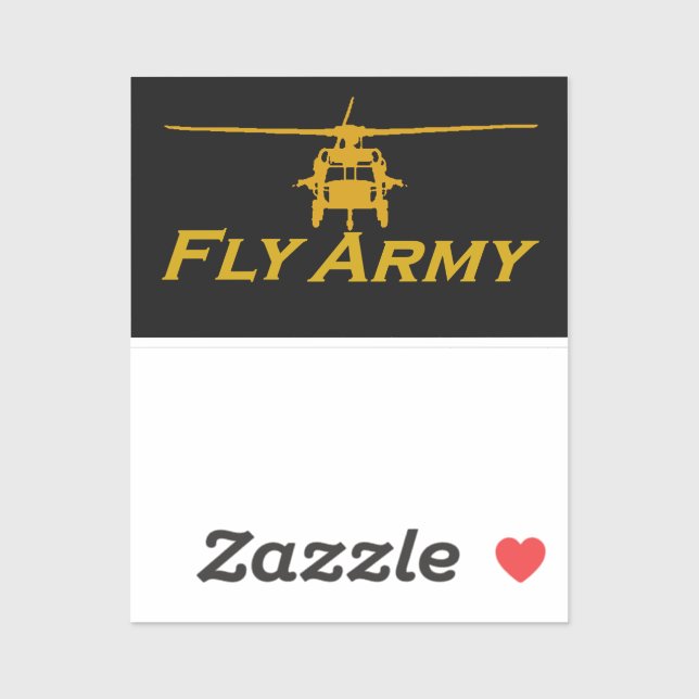 Sticker UH60 Blackhawk Fly Army - Transparent 4" large (Feuille)