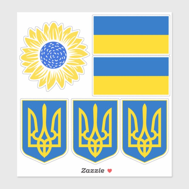 Sticker Ukraine Drapeau Trident Tournesol Soutien ukrainie (Feuille)