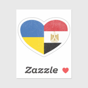 Sticker Ukraine Egypte Egypte Drapeau d'amour du coeur égy