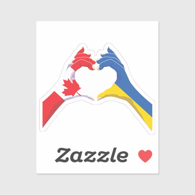 Sticker Ukraine Ukrainien Canada Amour Coeur Paix (Feuille)