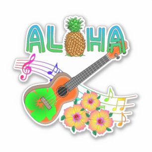 Sticker Ukulélé de musique d'île Aloha