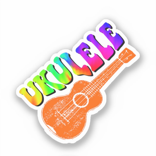 Sticker Ukulele Tie Dye Texte Super Art (Recto)