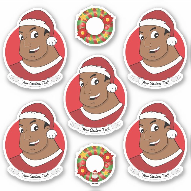 Sticker Un Africain Américain avec chapeau de Père Noël (Devant)