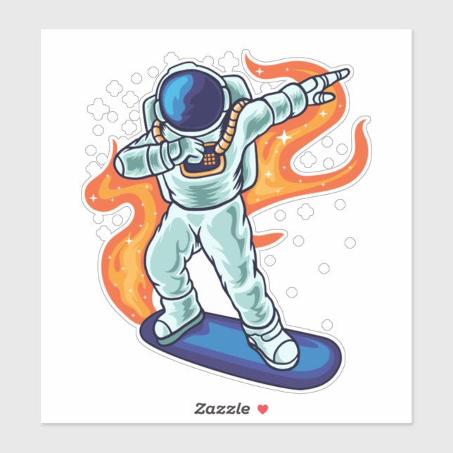 Sticker Un astronaute de planche à roulettes flottant (Feuille)