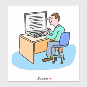 Sticker Un Blanc qui travaille sur un ordinateur