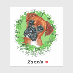 Sticker Un Chanceux Boxer Funny St Patrick Chien