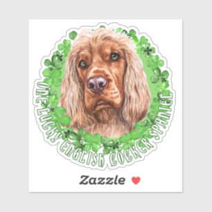 Sticker Un chanceux Cocker Anglais Spaniel St Patrick Chig
