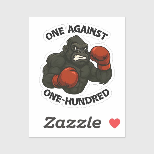 Sticker Un contre cent – Entraînement de boxe de gorille (Feuille)