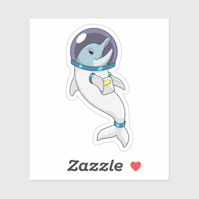 Sticker Un dauphin en tant qu'astronaute en costume (Feuille)