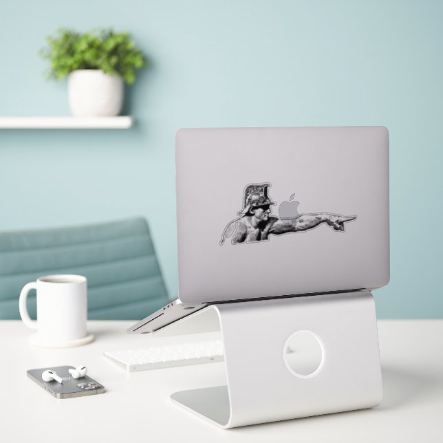 Sticker Un doigt pointant (Ordinateur portable sur le bureau)