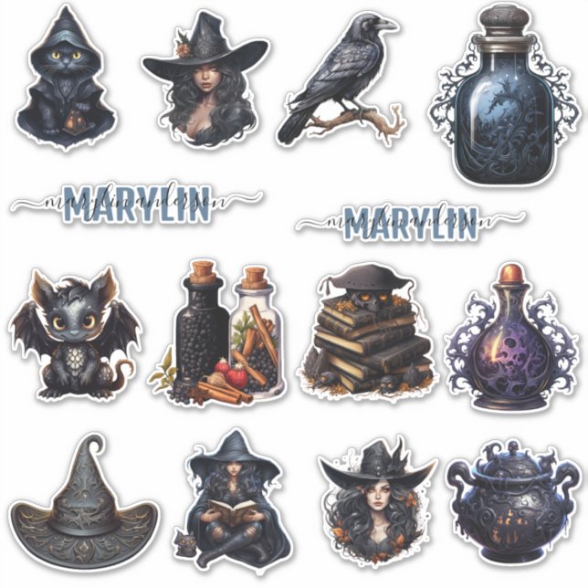 STICKER UN ENSEMBLE DE NOM D'ORDINATEUR GOTHIQUE SOMBRE (Devant)