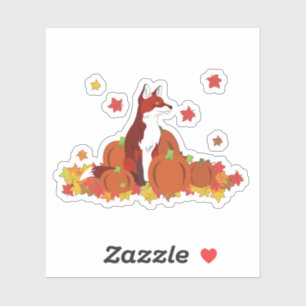 Sticker Un Fox dans le patch Citrouille