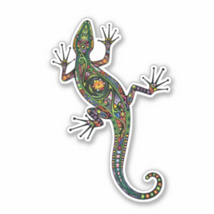 Sticker Un gecko/lézard colorés vifs d'escalade