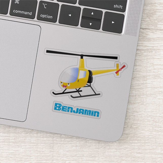 Sticker Un joli hélicoptère de dessin animé jaune (Détail)