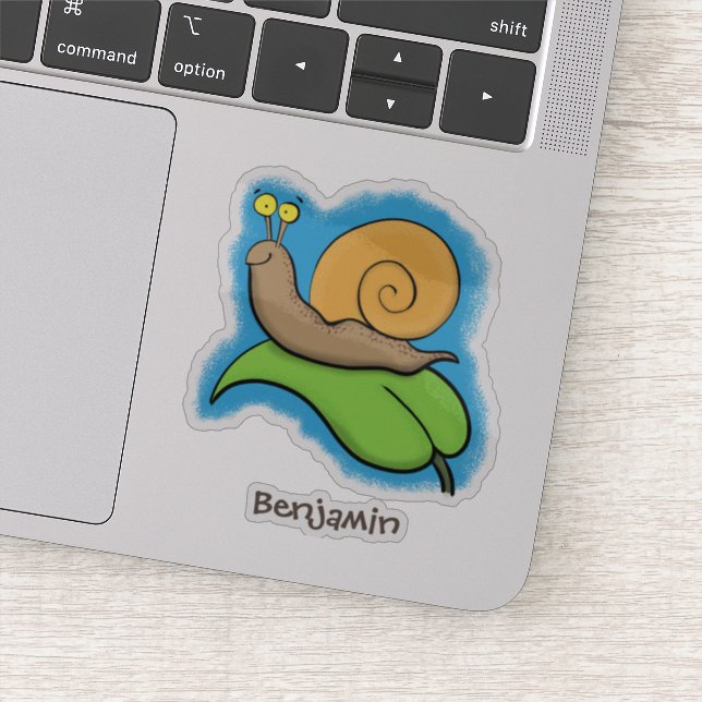 Sticker Un mignon escargot heureux sur une illustration d' (Détail)