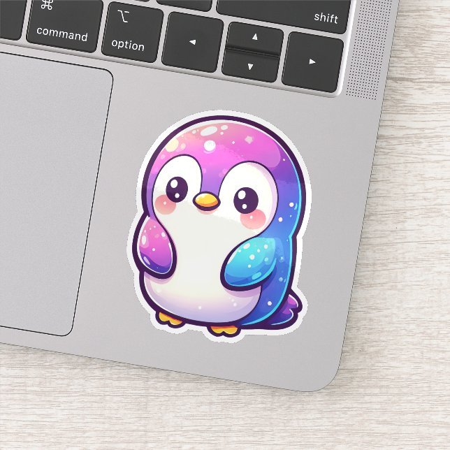 Sticker Un mignon pingouin pastel avec un dégradé vibrant (Détail)