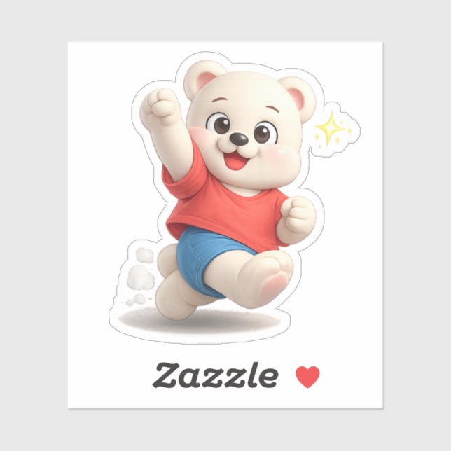 Sticker Un personnage d'ours courant (Feuille)