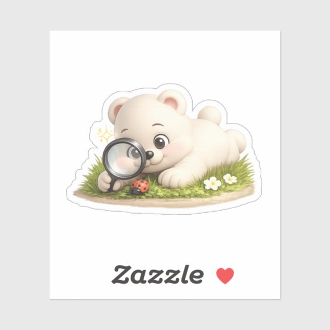 Sticker Un personnage d'ours mignon explorant la nature. (Feuille)