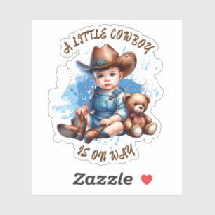 Sticker Un petit cowboy est sur le chemin   Baby shower