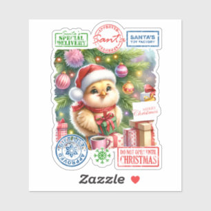 Sticker Un petit poussin est prêt pour Noël