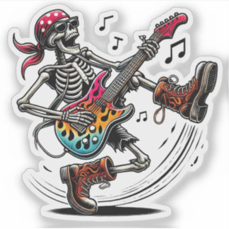Sticker Un squelette d'étoiles rock cool