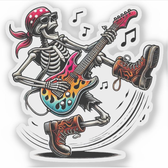 Sticker Un squelette d'étoiles rock cool (Devant)