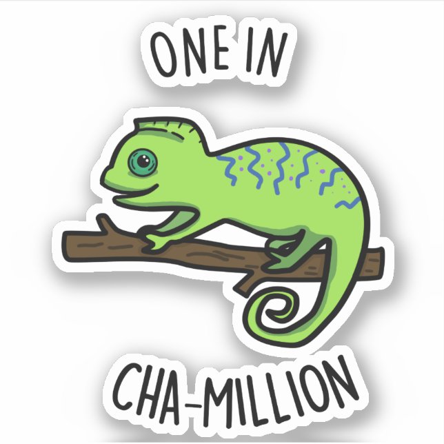 Sticker Un Sur Cha Million Funny Chameleon Pun (Devant)