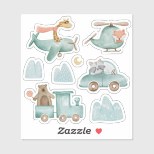 Sticker Un transport et un animal amusants. Enfants voyage