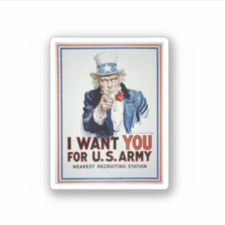 Sticker Uncle Sam I Want You For Us Army Vintage Poster 