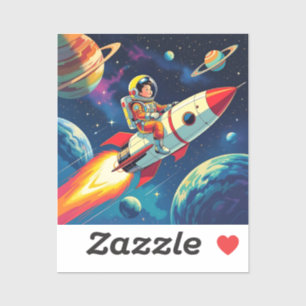 Sticker Une bande dessinée style Boy on a Rocket in Space