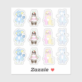 Sticker Une douzaine de jolies personnages de Furry Sticke