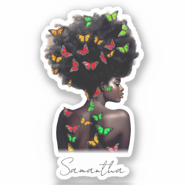 Sticker Une femme afro-américaine avec un Afro rempli de p (Recto)