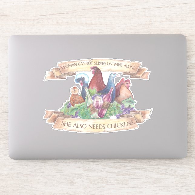 Sticker Une femme ne peut survivre seule sur le vin - Poul (Ordinateur)