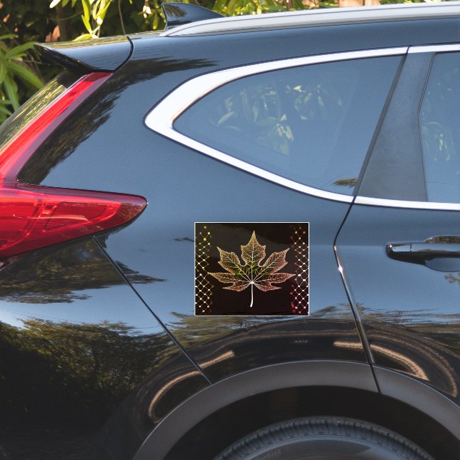 Sticker Une feuille d'arbre Design élégant bord treillis 1 (Coté voiture)