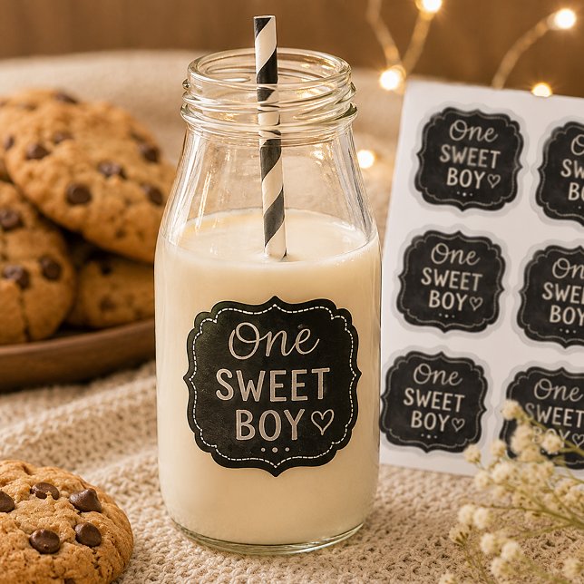 Sticker Une feuille d'autocollants d'anniversaire One Swee (One Sweet Boy Sticker Label)
