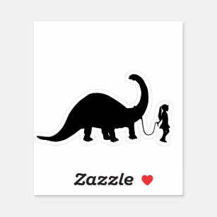 Sticker Une Fille Marchant Son Animal Dinosaur Dinosaur Dé