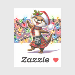 Sticker Une loutre de Noël festive écossaise