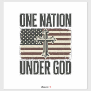 Sticker Une nation sous Dieu croix patriotique