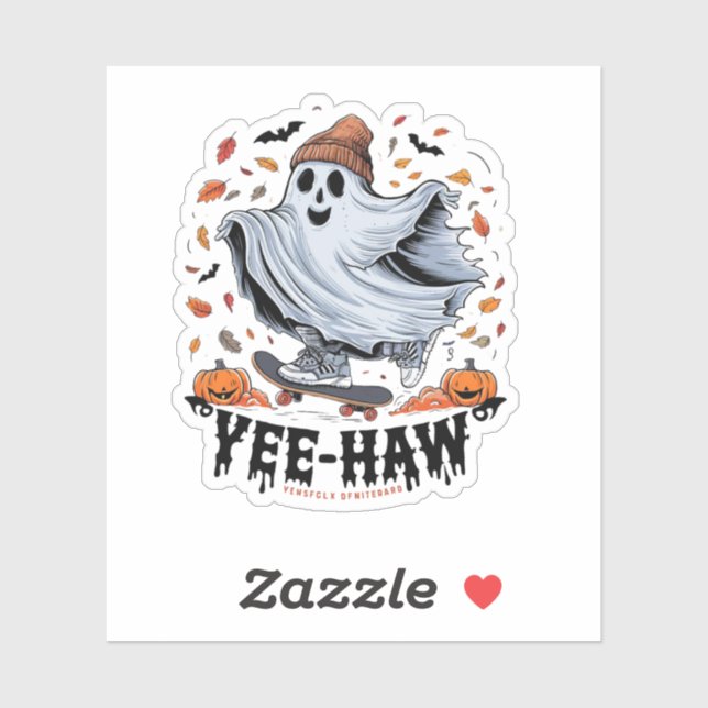 Sticker Une planche à roulettes fantôme à travers un fleur (Feuille)