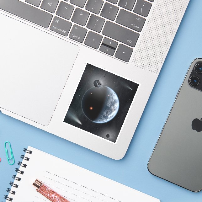 Sticker Une Planète Comme La Terre Avec Des Océans Qui Rev (Ordinateur portable avec iPhone)