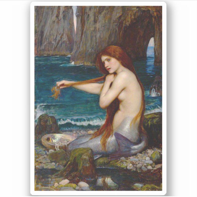 Sticker Une sirène, v. 1900 par John Waterhouse (Devant)