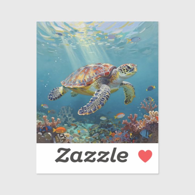Sticker Une teinte de sarcelle sur le thème de la tortue d (Feuille)