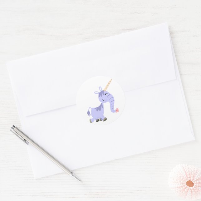 Sticker Unicorn Carton Curte Inhabituel (Enveloppe)