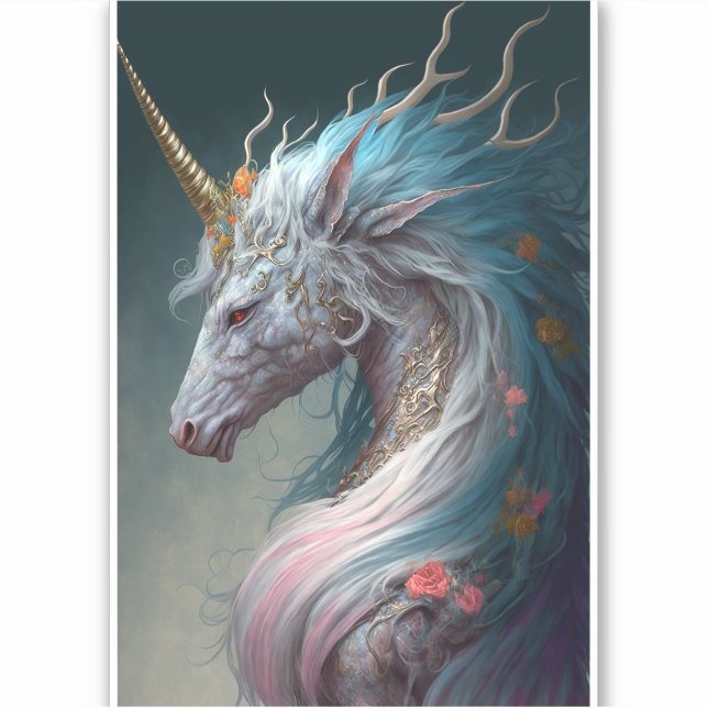 Sticker Unicorn Dragon Imaginaire Art (Devant)