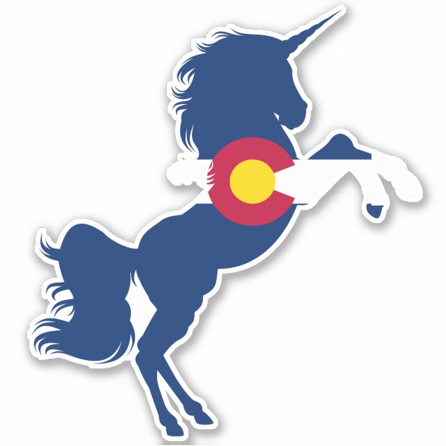 Sticker Unicorn Drapeau du Colorado (Devant)