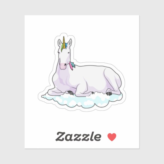 Sticker Unicorn on cloud (Feuille)