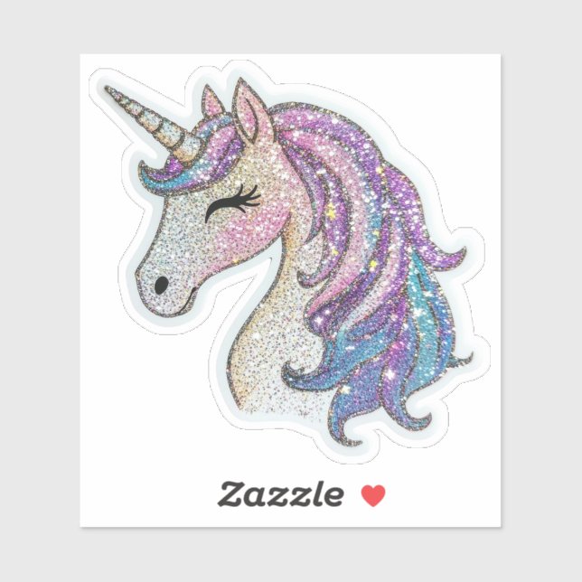 Sticker Unicorn Parties scintillant étincelante (Feuille)